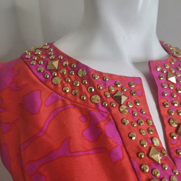 Kate Spade New York size 2 dress embellished sequin pink zip silk studs FLAW - Picture 10 of 16